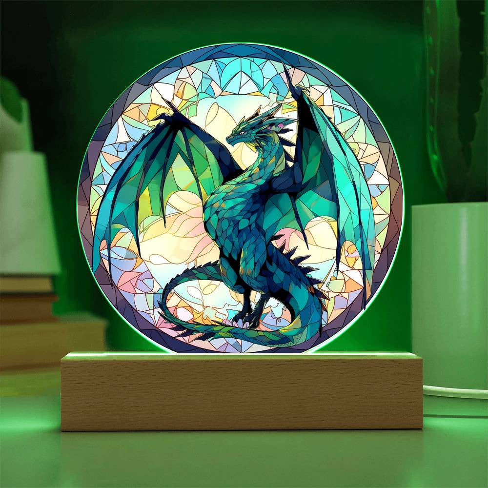 Stained Glass Dragon Plaque and Nightlight