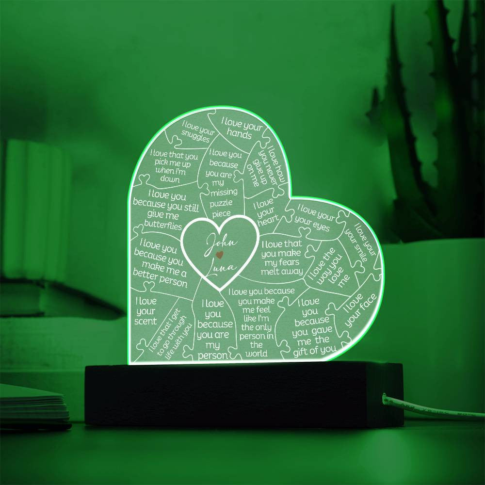 Personalized Puzzle I Love You Because Heart Plaque