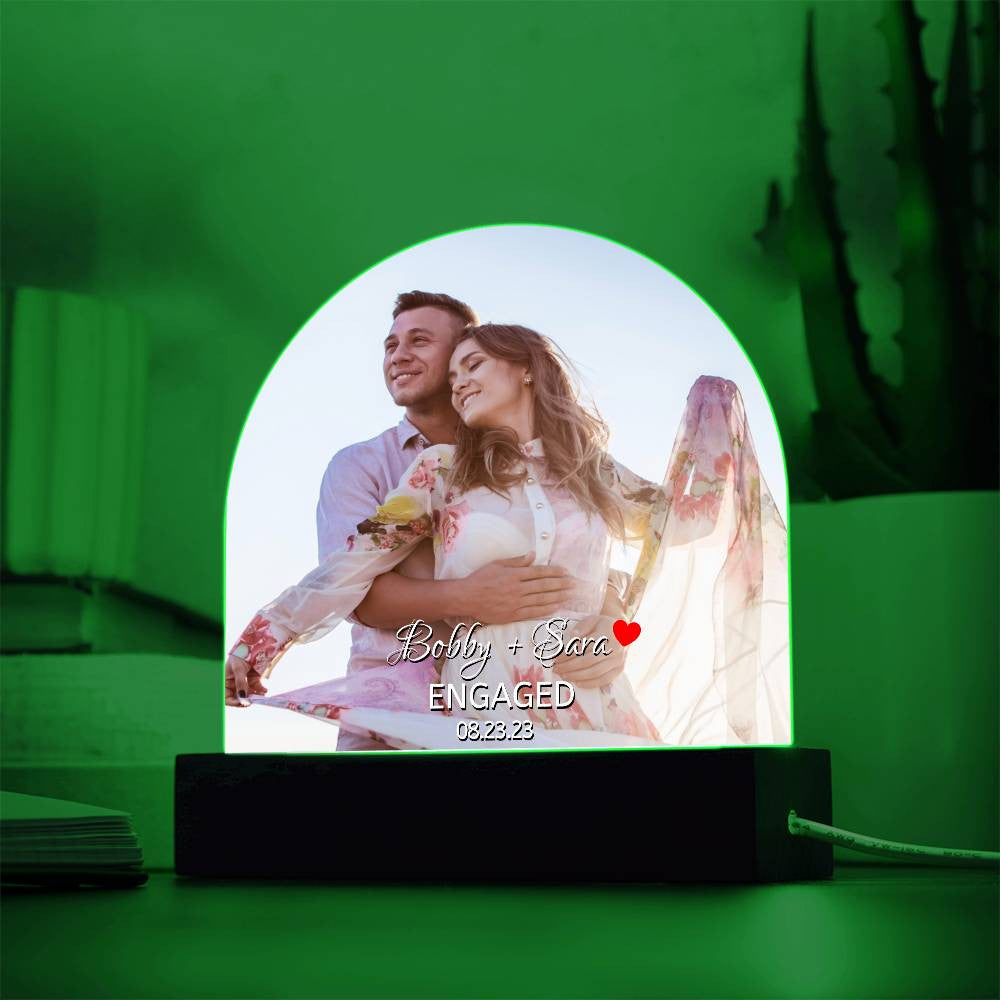 Personalized Engaged LED Light Dome Plaque