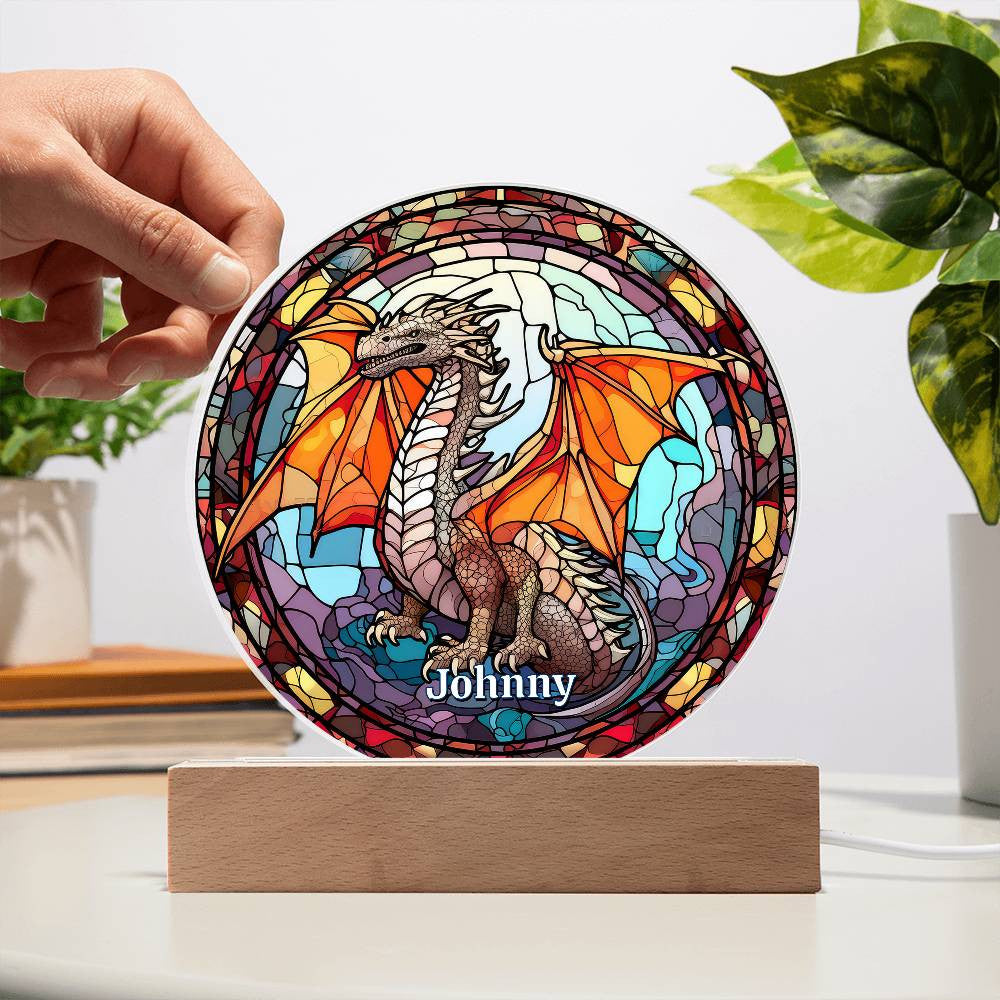 Dragon Stained Glass Style Plaque and Nightlight