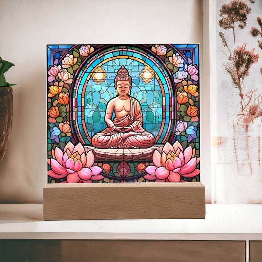 Buddha Stained Glass Style Plaque