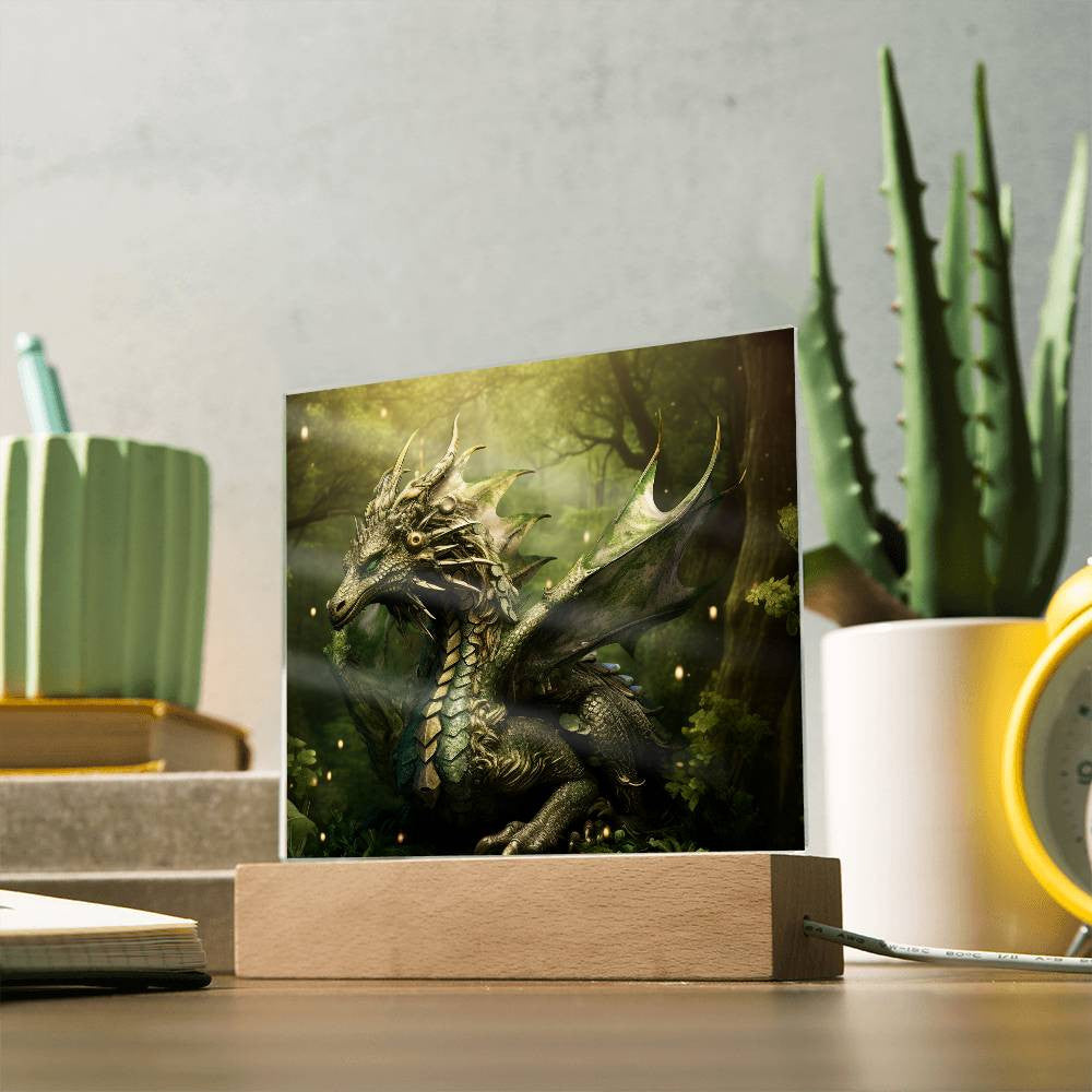 Green Dragon Plaque and LED Light