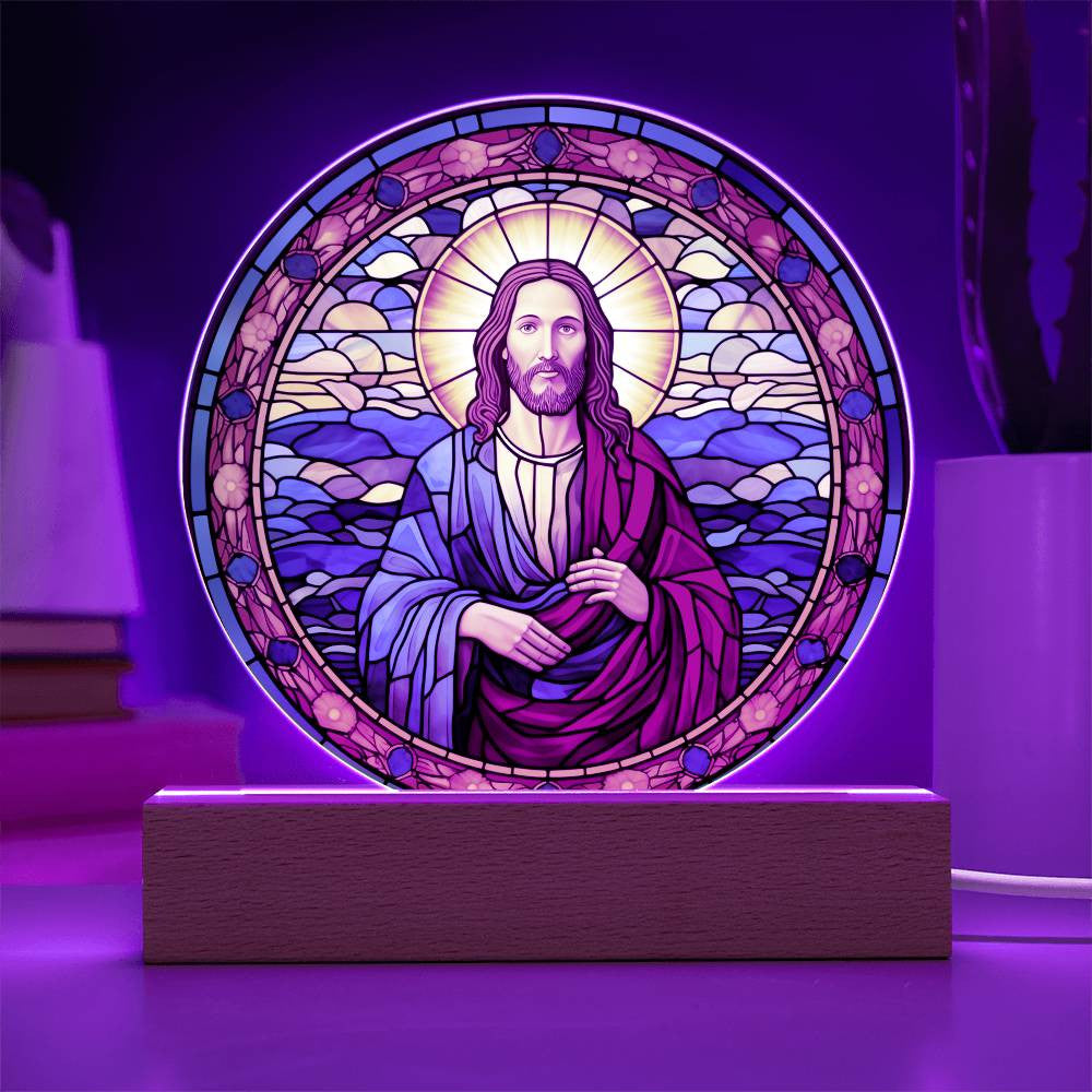 Jesus Modern Stained Glass Look Plaque