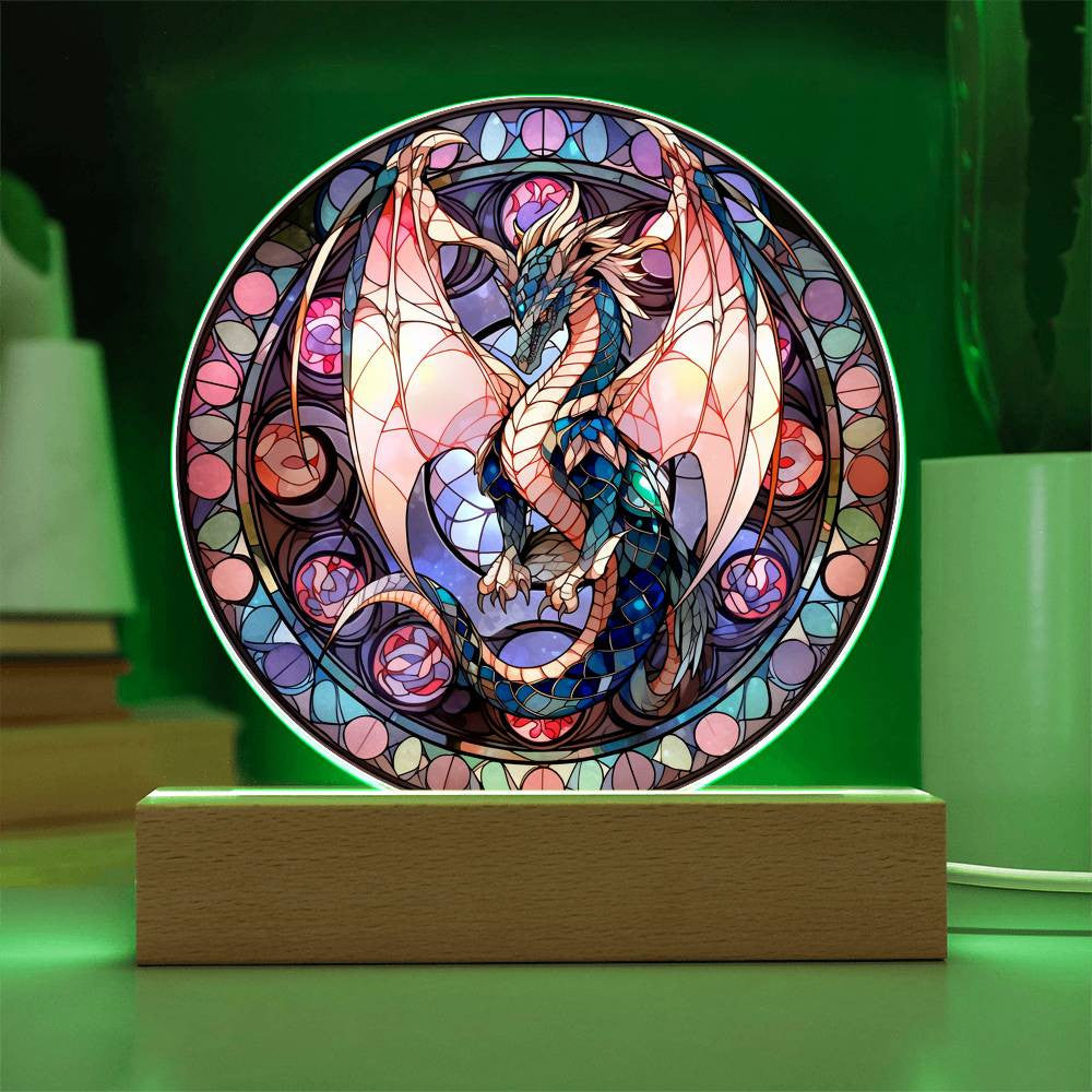 Dragon Stained Glass Style Plaque and Night Light