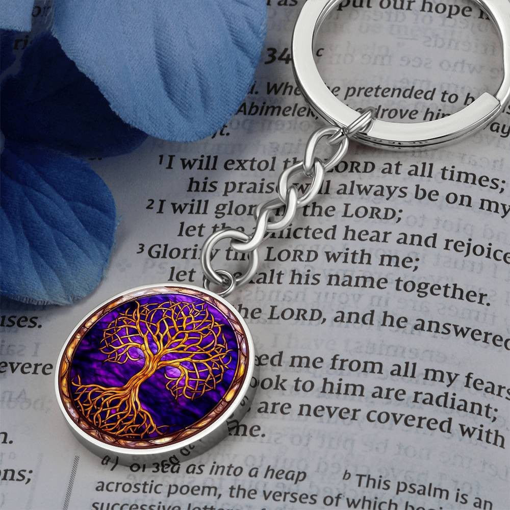 Personalized Gold Tree of Life Keychain or Necklace