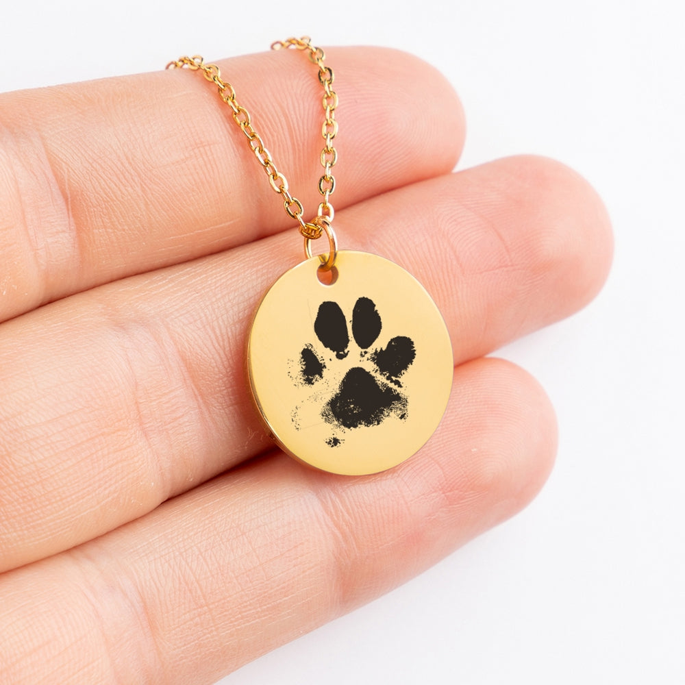 Pet Lover's Paw Print Round Necklace - Heartfelt Keepsake