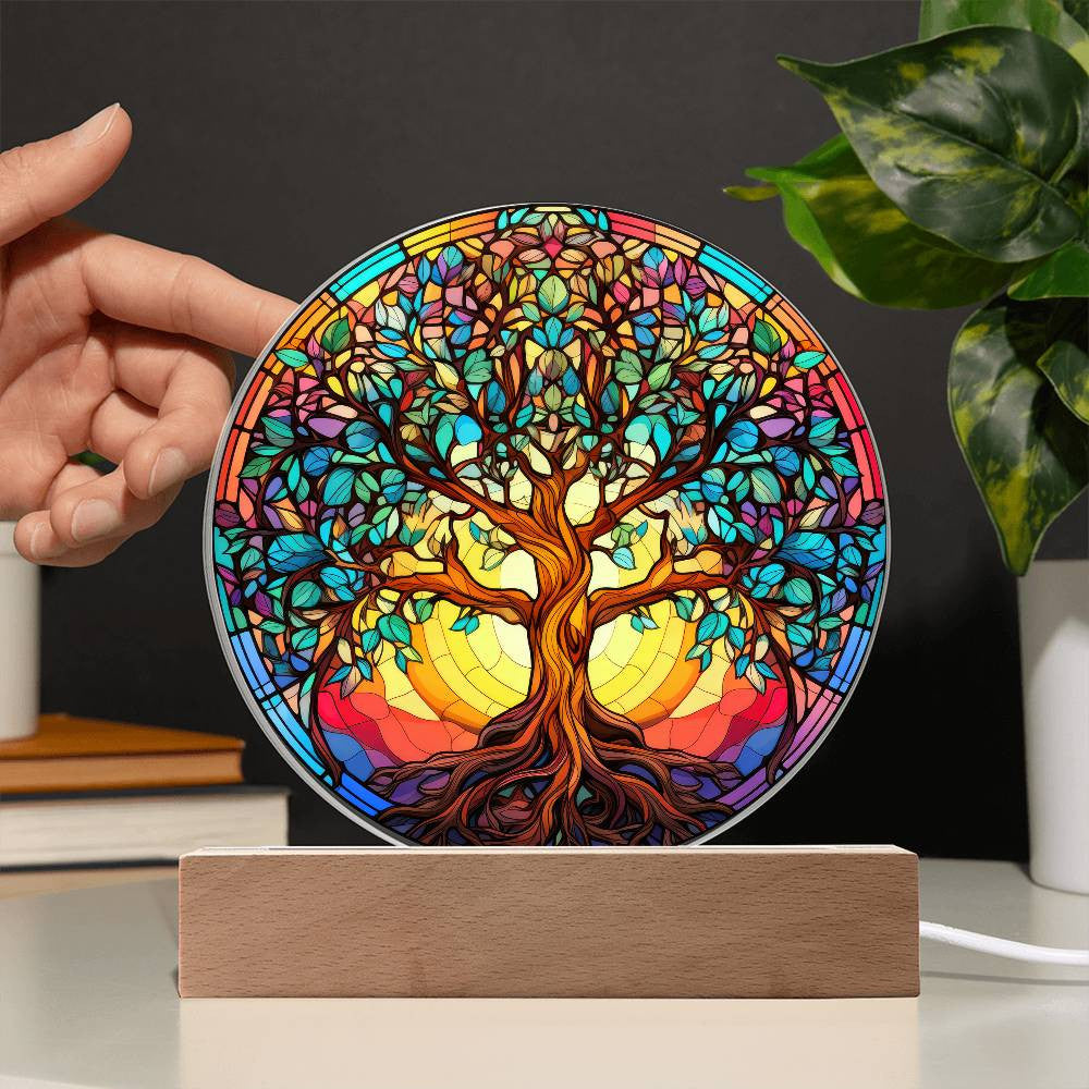 Stained Glass Style Tree of Life Plaque