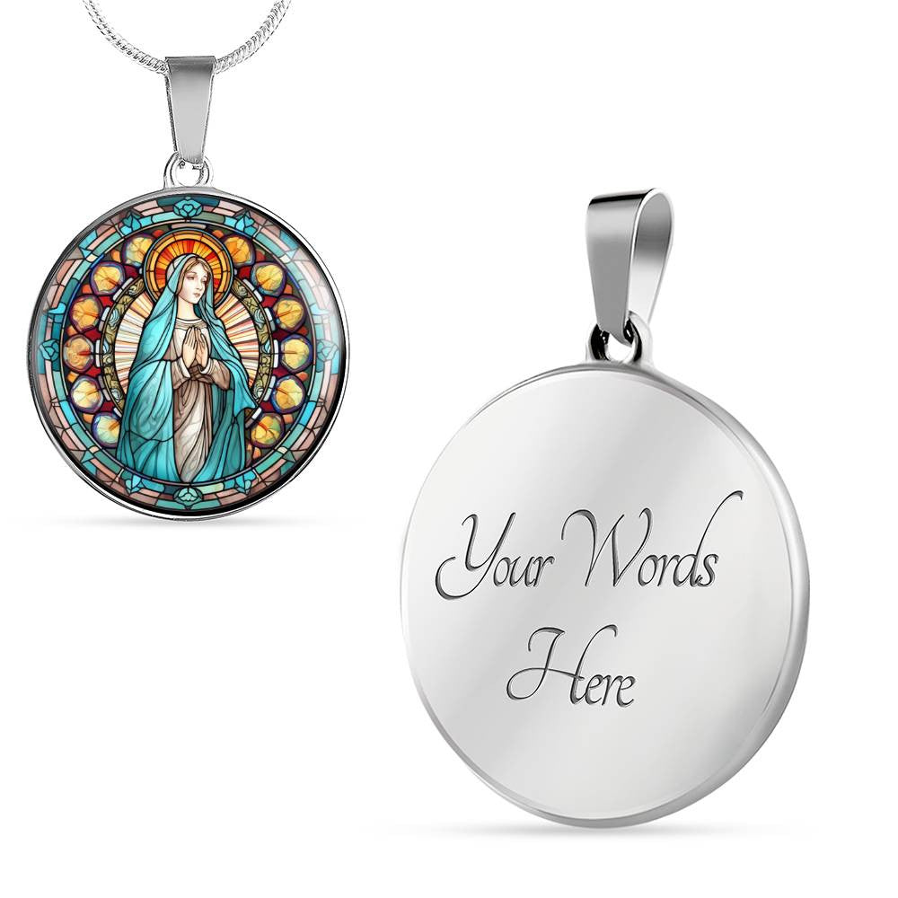 Personalized Virgin Mary Grandma Medallion Necklace