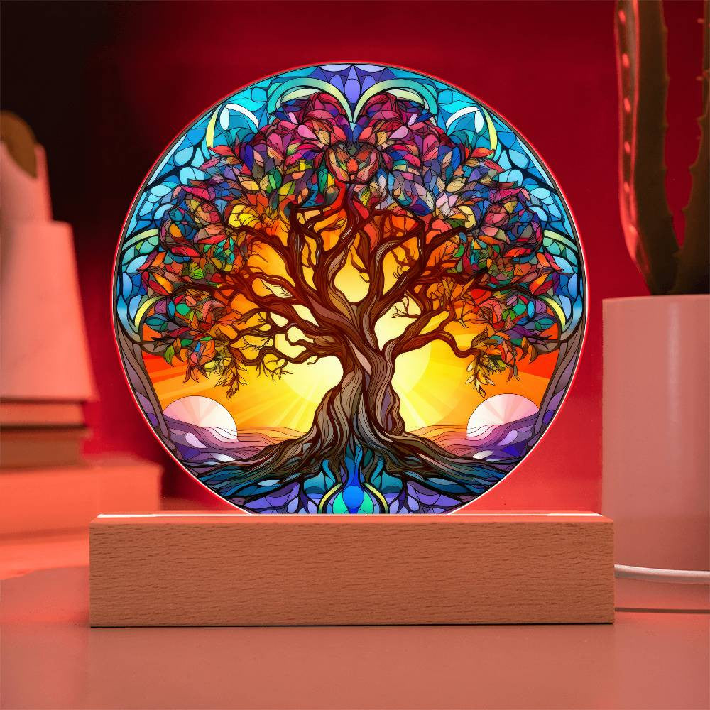 Stained Glass Style Tree of Life Plaque