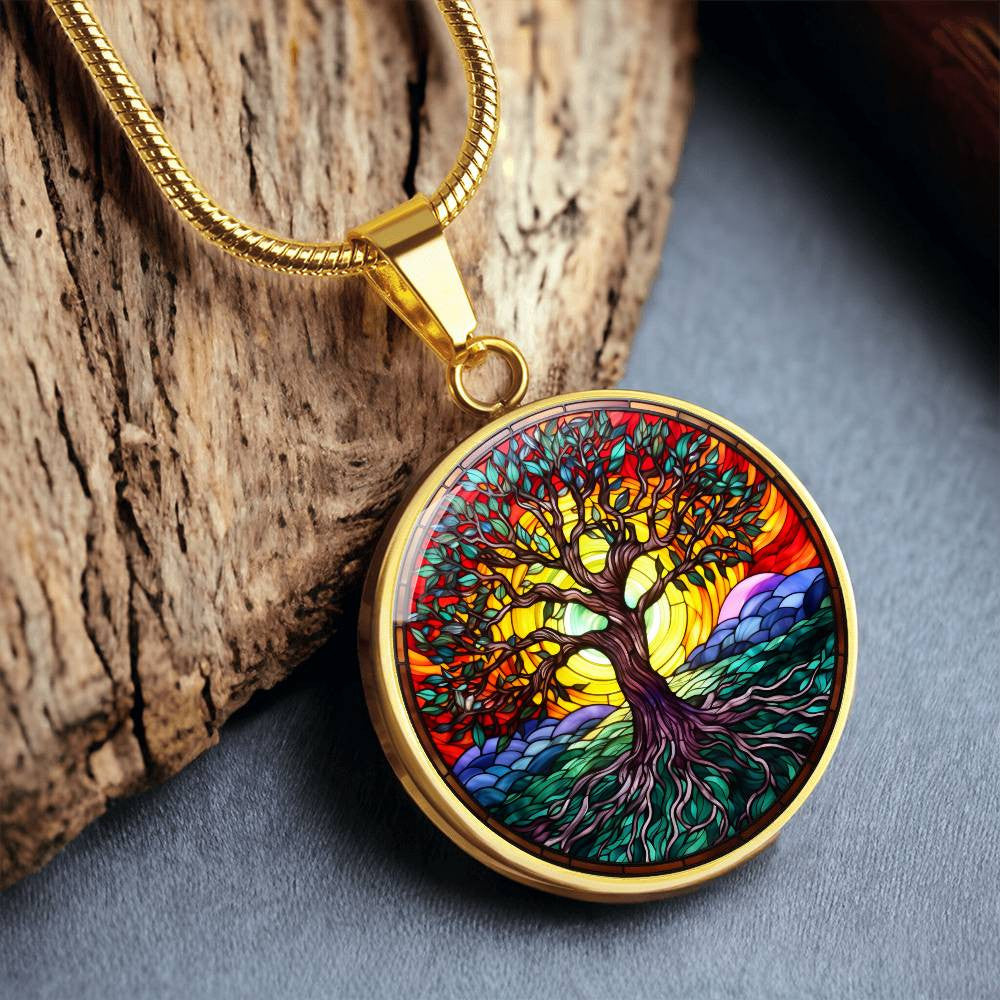 Stained Glass Style Tree of Life Necklace