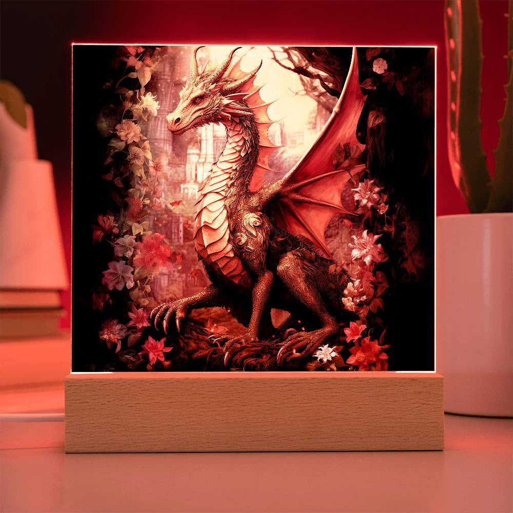 Fantasy Dragon Plaque and LED Light