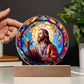 Jesus Stained Glass Style Catholic Plaque