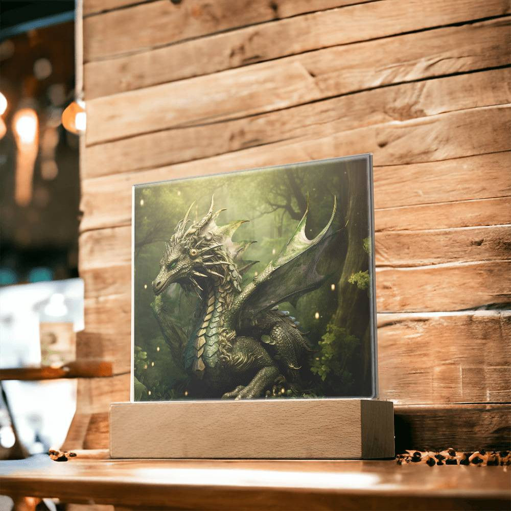 Green Dragon Plaque and LED Light