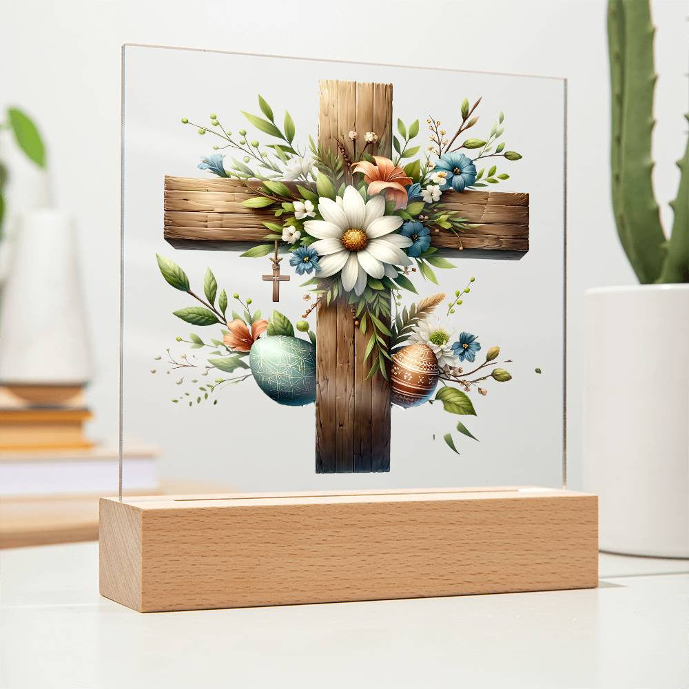 Catholic Cross Easter Plaque