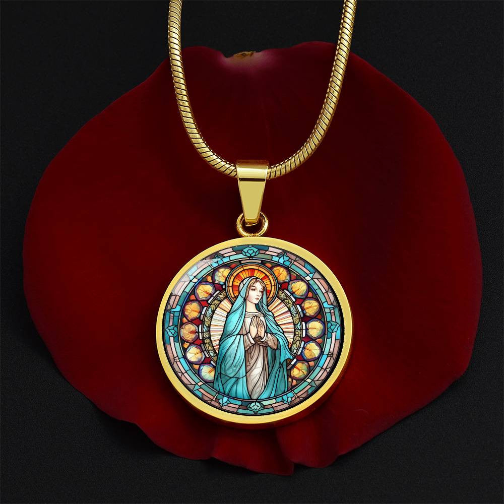 Personalized Virgin Mary Grandma Medallion Necklace