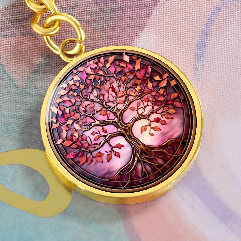 Pink Tree of Life Pendant Keychain