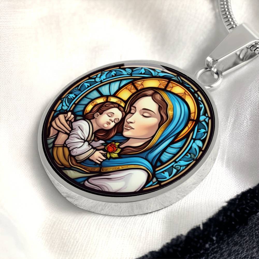 Personalized Virgin Mary & Baby Jesus Necklace