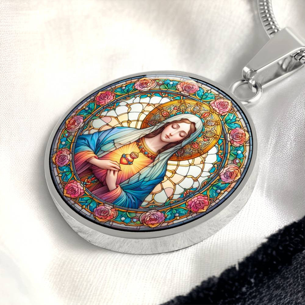 Floral Virgin Mary Necklace