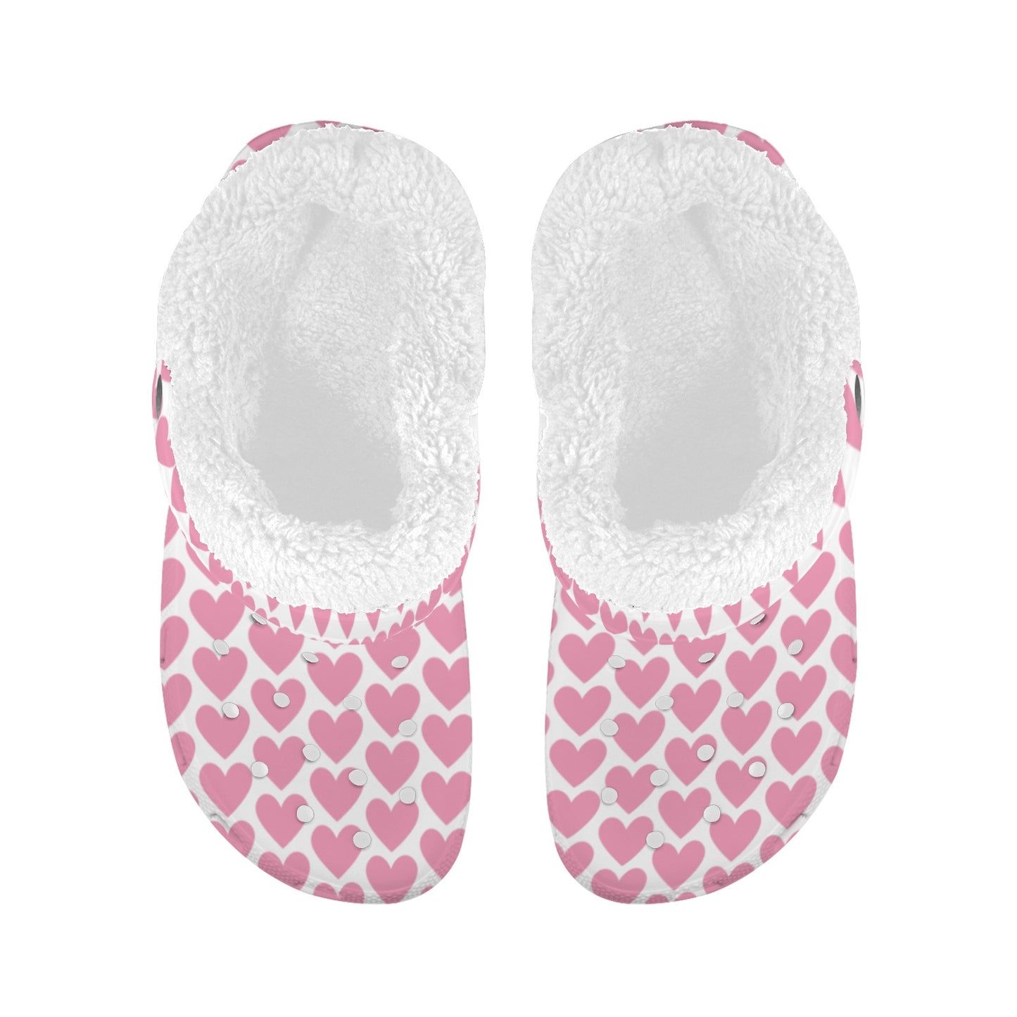 Pink Heart Fleece Lined Adult Clogs