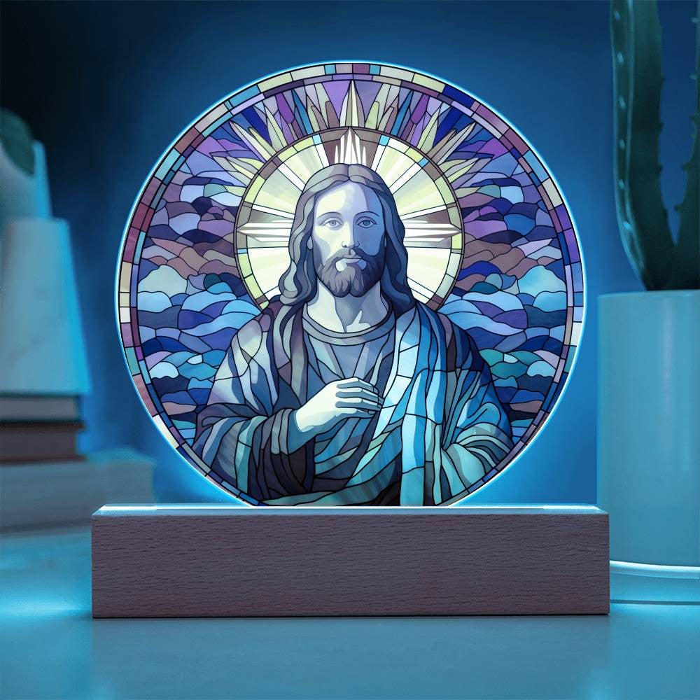 Jesus Modern Stained Glass Style Plaque