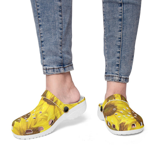 Adult All Over Printed Sunflower Clogs