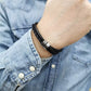Engraved Titanium Beads Leather Bracelet - Personalized Keepsake