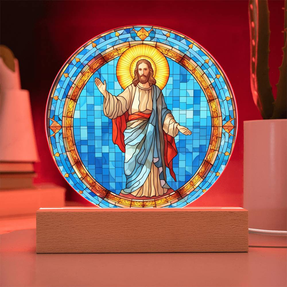 Jesus Stained Glass Style Plaque