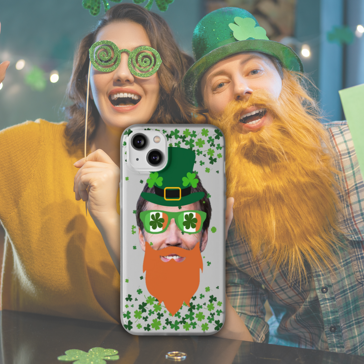 Personalized Leprechaun Clear Phone Case - Samsung s10 - s23 Ultra, iPhone 7 - 14 Pro Max