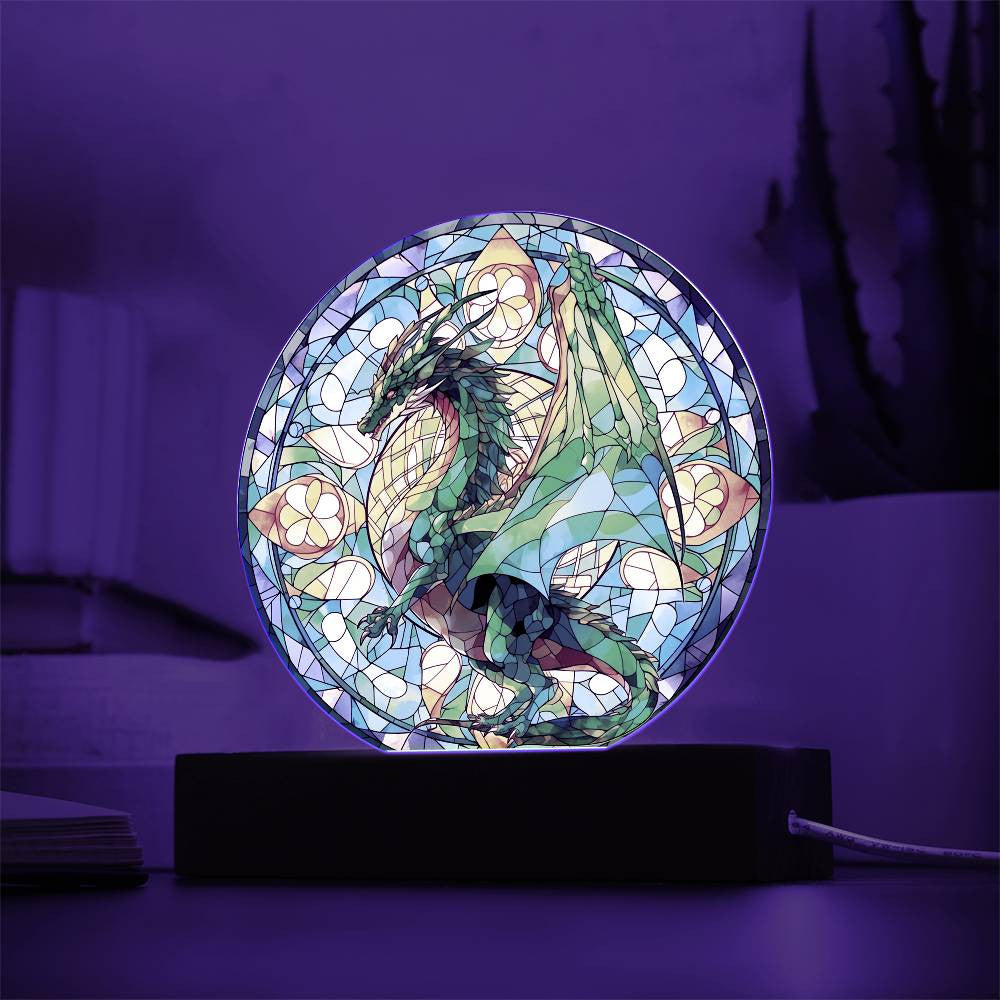 Stained Glass Style Dragon Plaque and Night Light