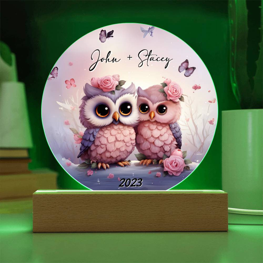 Owl Love Circle Acrylic Plaque