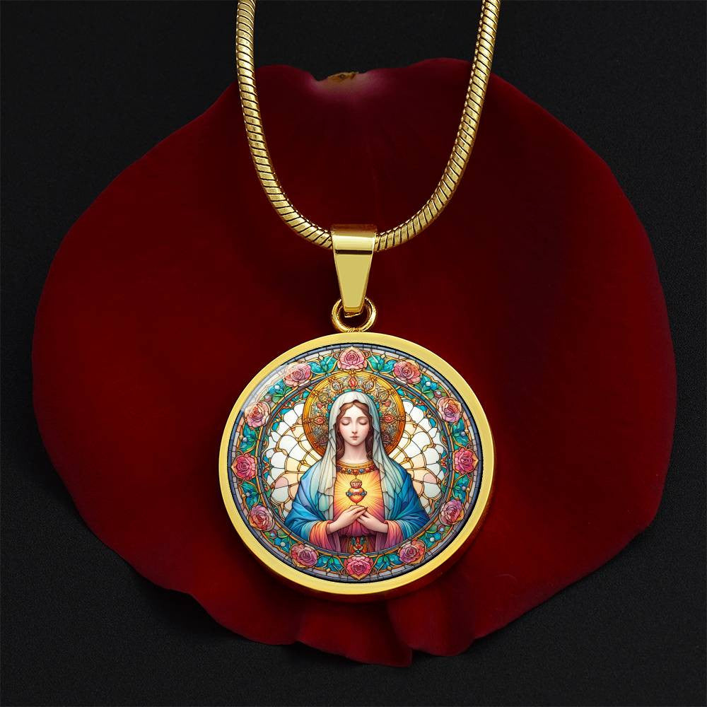 Floral Virgin Mary Necklace