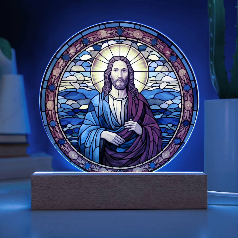 Jesus Modern Stained Glass Look Plaque