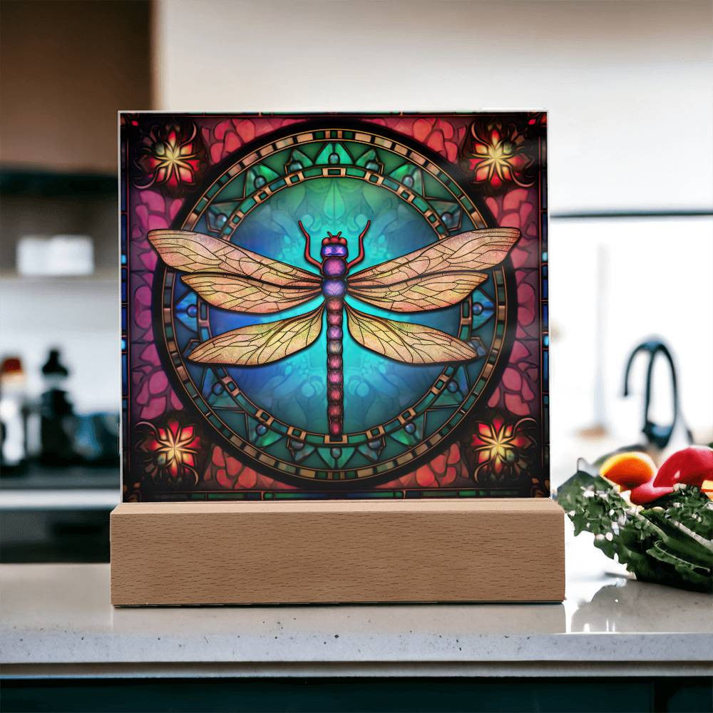 Dragonfly Stained Glass-Style Art Acrylic Plaque