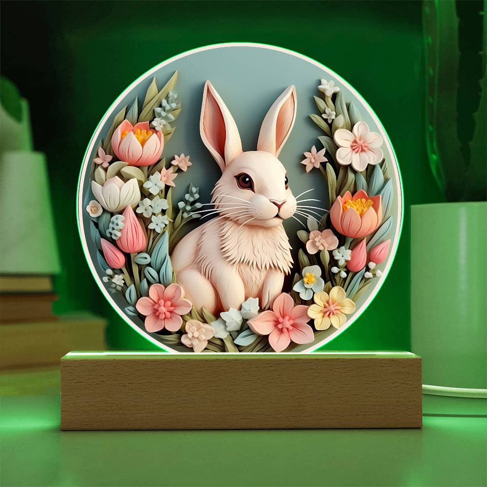 Personalized 3D Look Hoppy Easter Bunny Rabbit Night Light Plug In