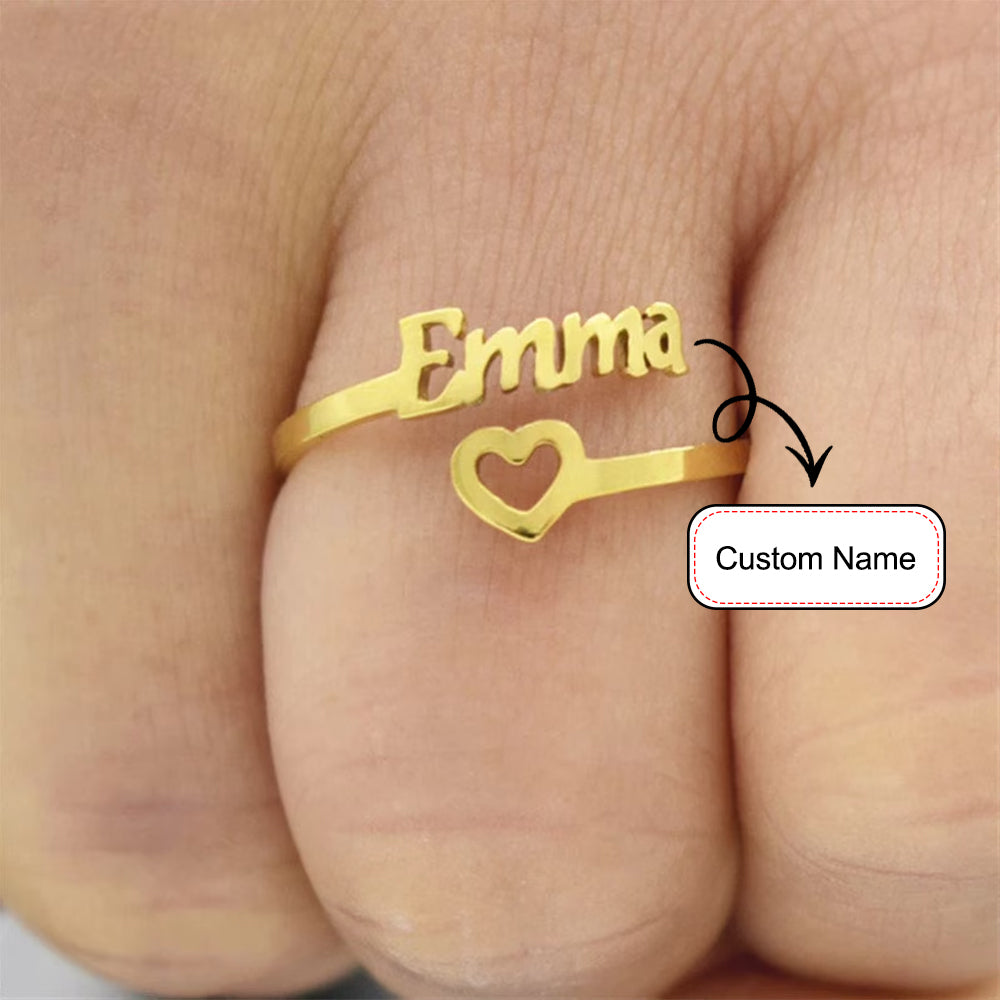 Custom Heart Name Ring