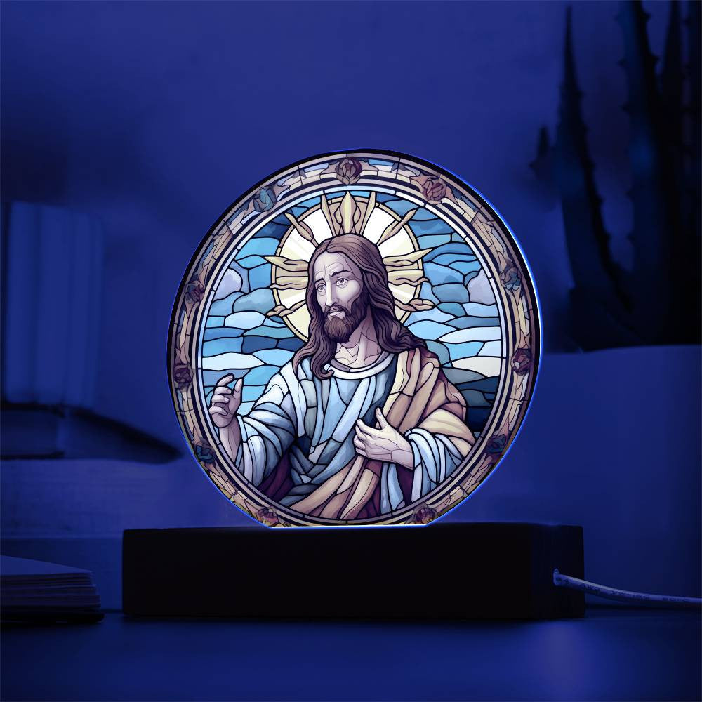 Jesus Stained Glass Catholic Plaque