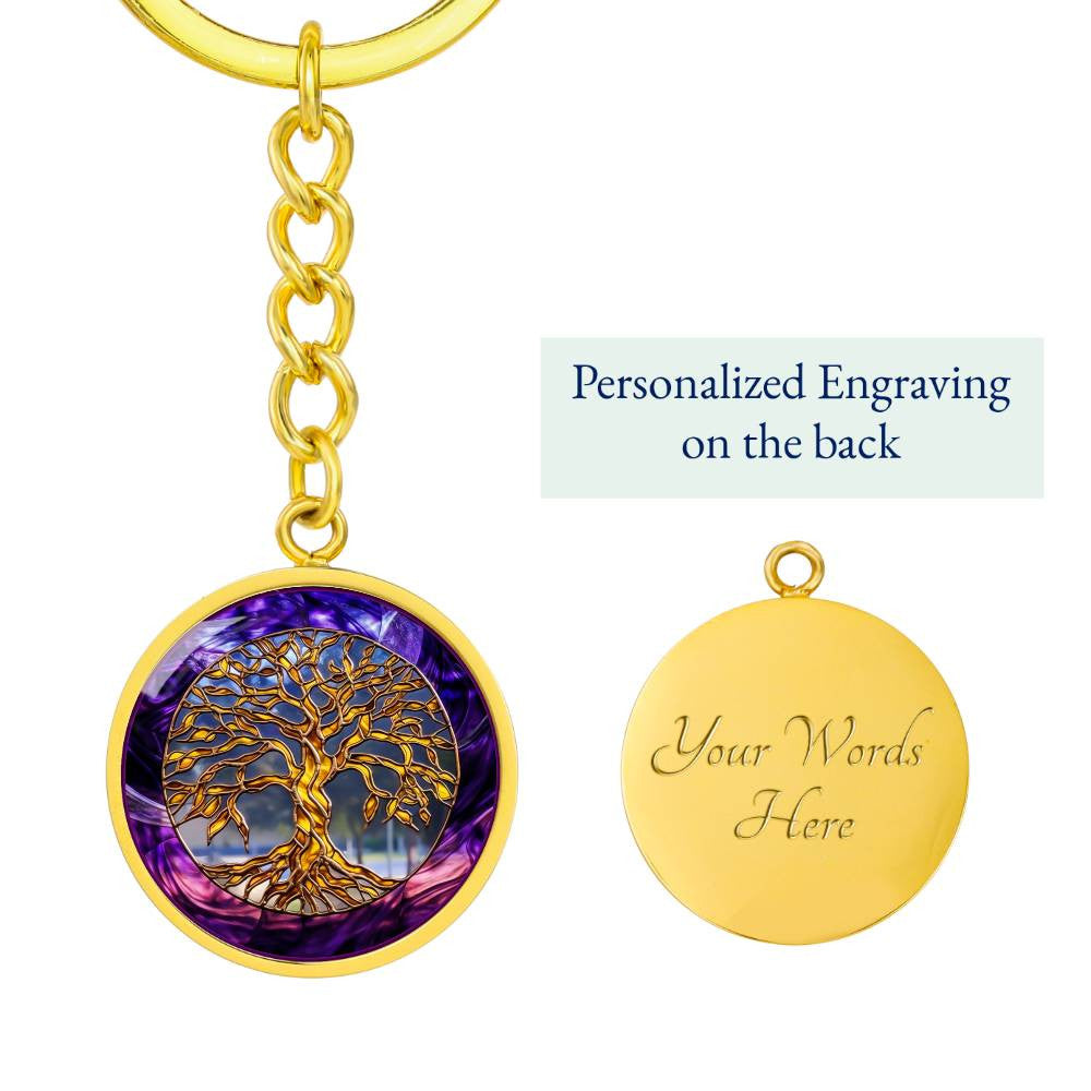 Pretty Purple Tree of Life Necklace or Keychain