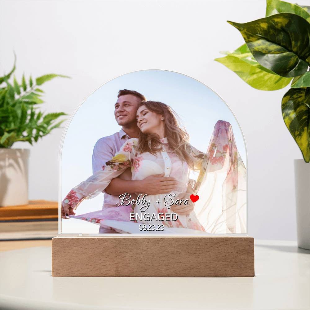 Personalized Engaged LED Light Dome Plaque