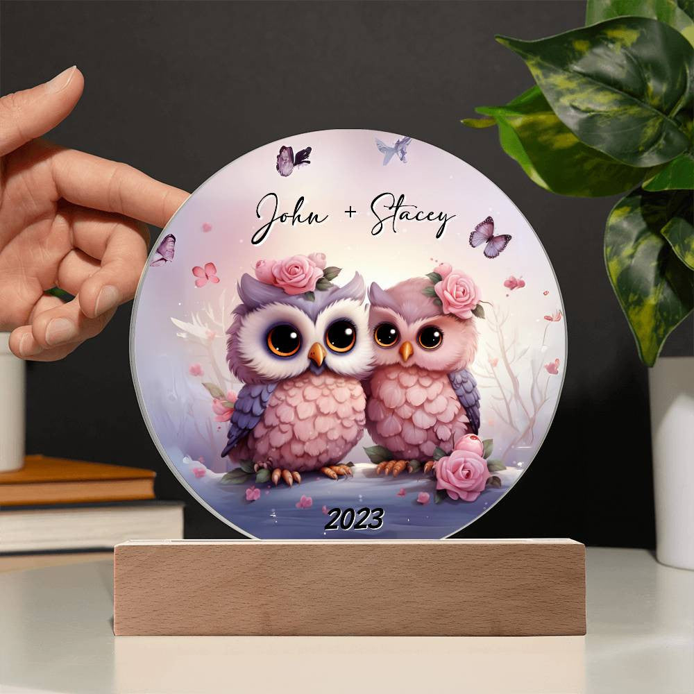 Owl Love Circle Acrylic Plaque