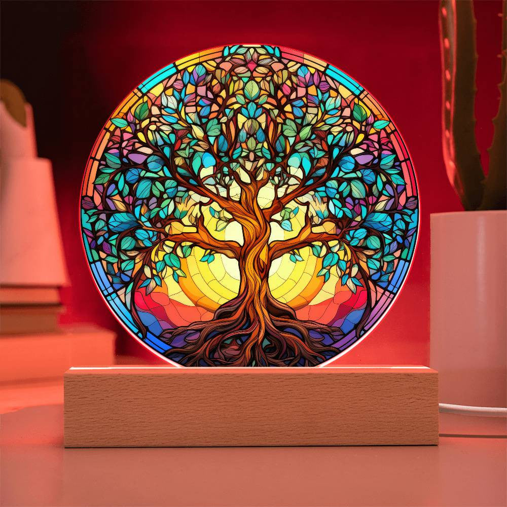 Stained Glass Style Tree of Life Plaque