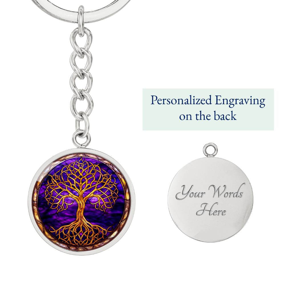 Personalized Gold Tree of Life Keychain or Necklace