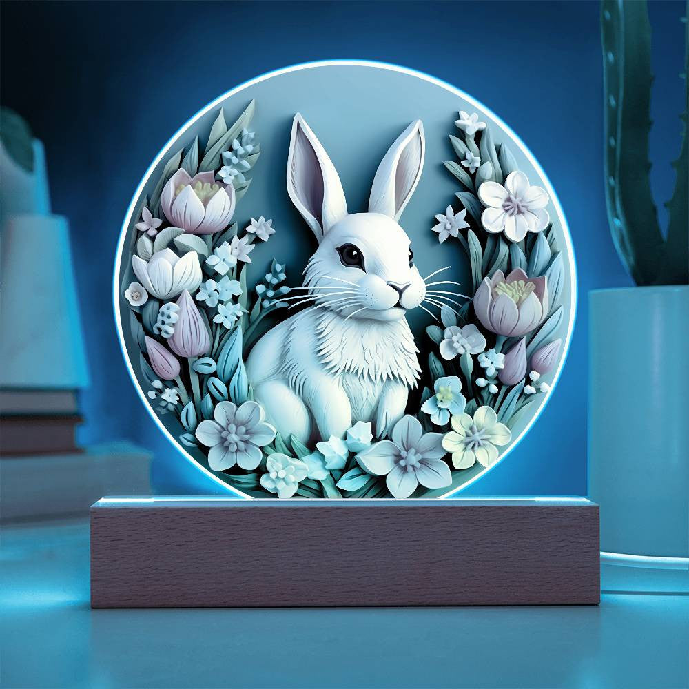 Personalized 3D Look Hoppy Easter Bunny Rabbit Night Light Plug In