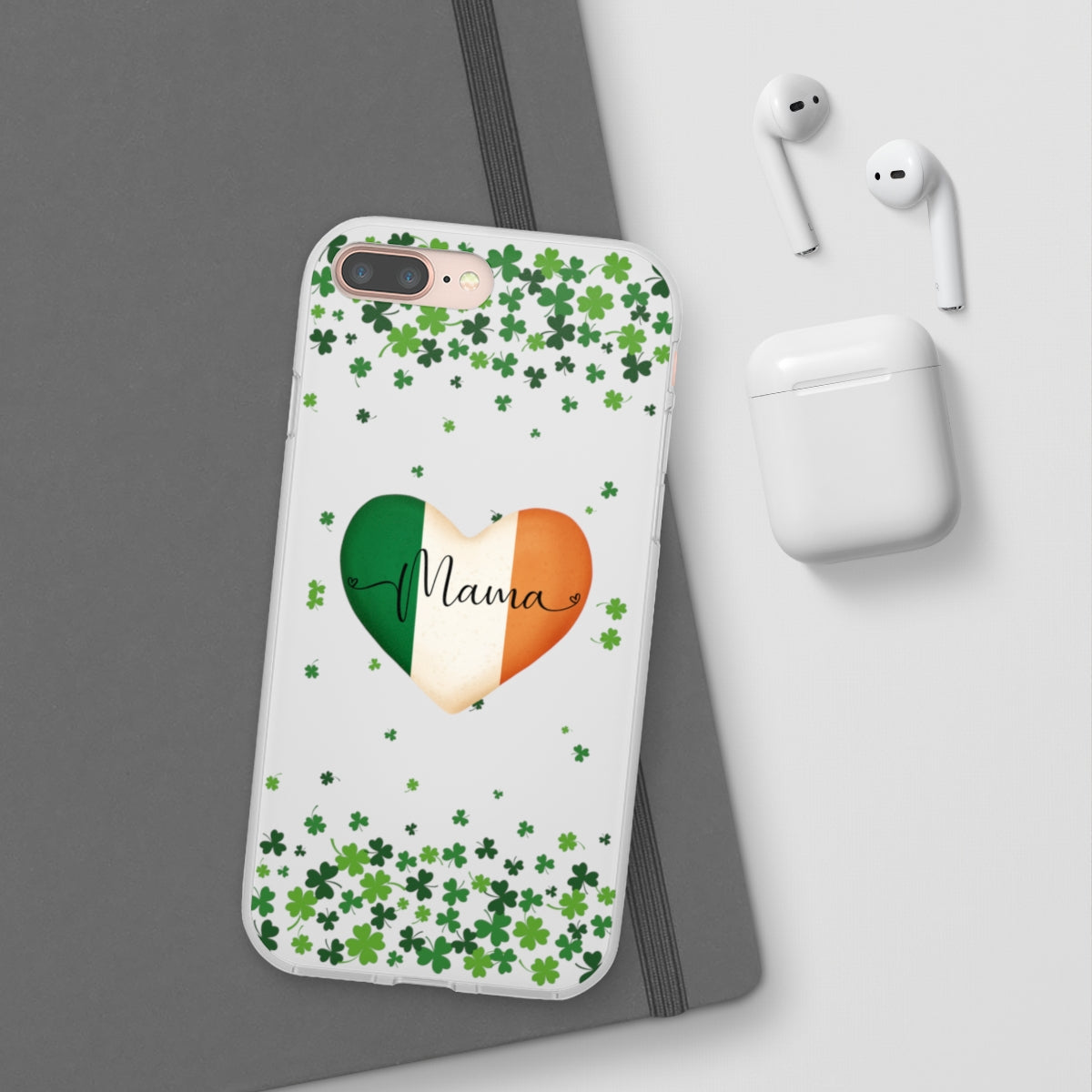 Shamrock Ireland Flag Heart Mama Phone Case- Samsung s10 - s23 Ultra, iPhone 7 - 14 Pro Max