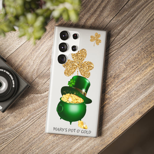 Personalized Irish Pot of Gold Phone Case - Samsung s10 - s23 Ultra, iPhone 7 - 14 Pro Max