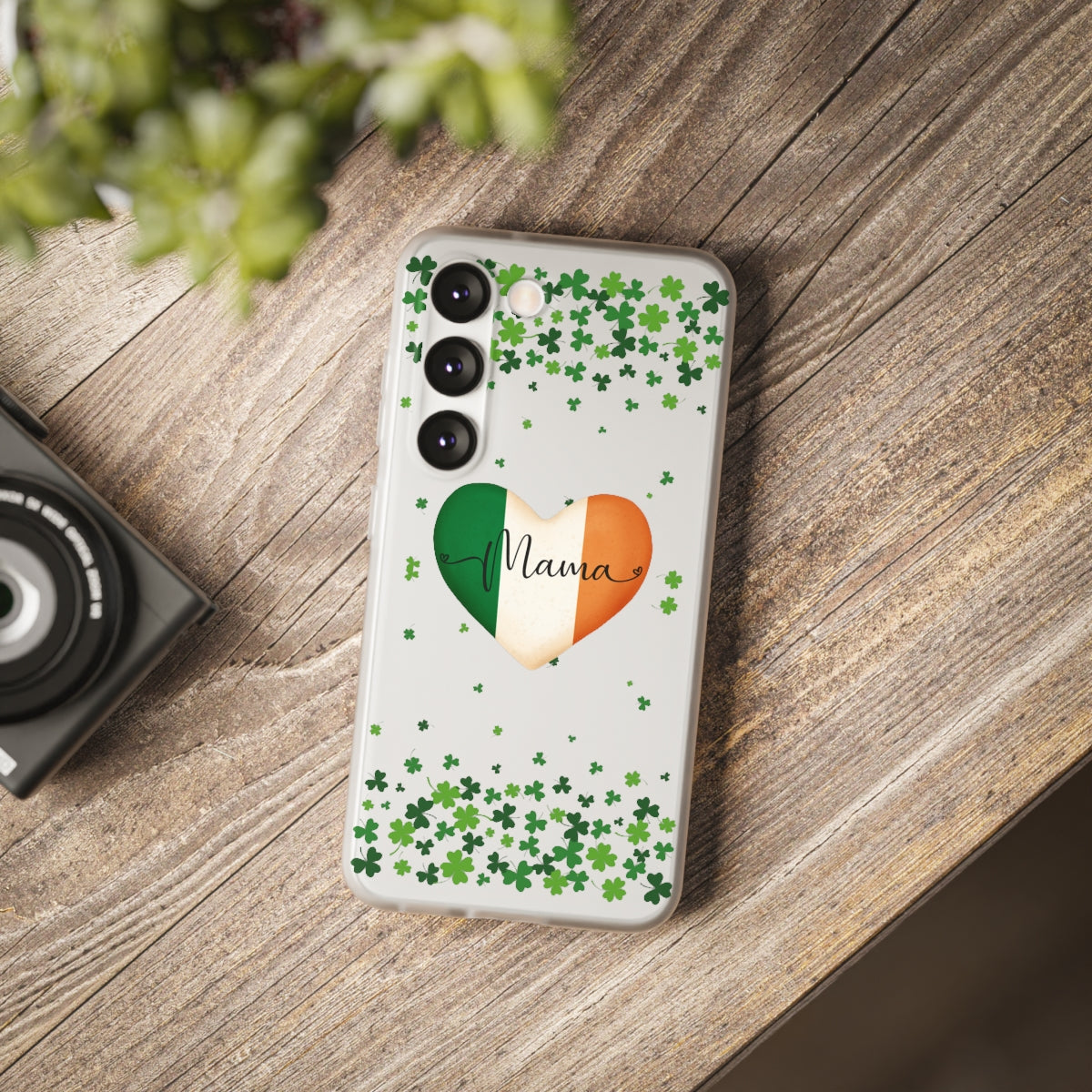 Shamrock Ireland Flag Heart Mama Phone Case- Samsung s10 - s23 Ultra, iPhone 7 - 14 Pro Max