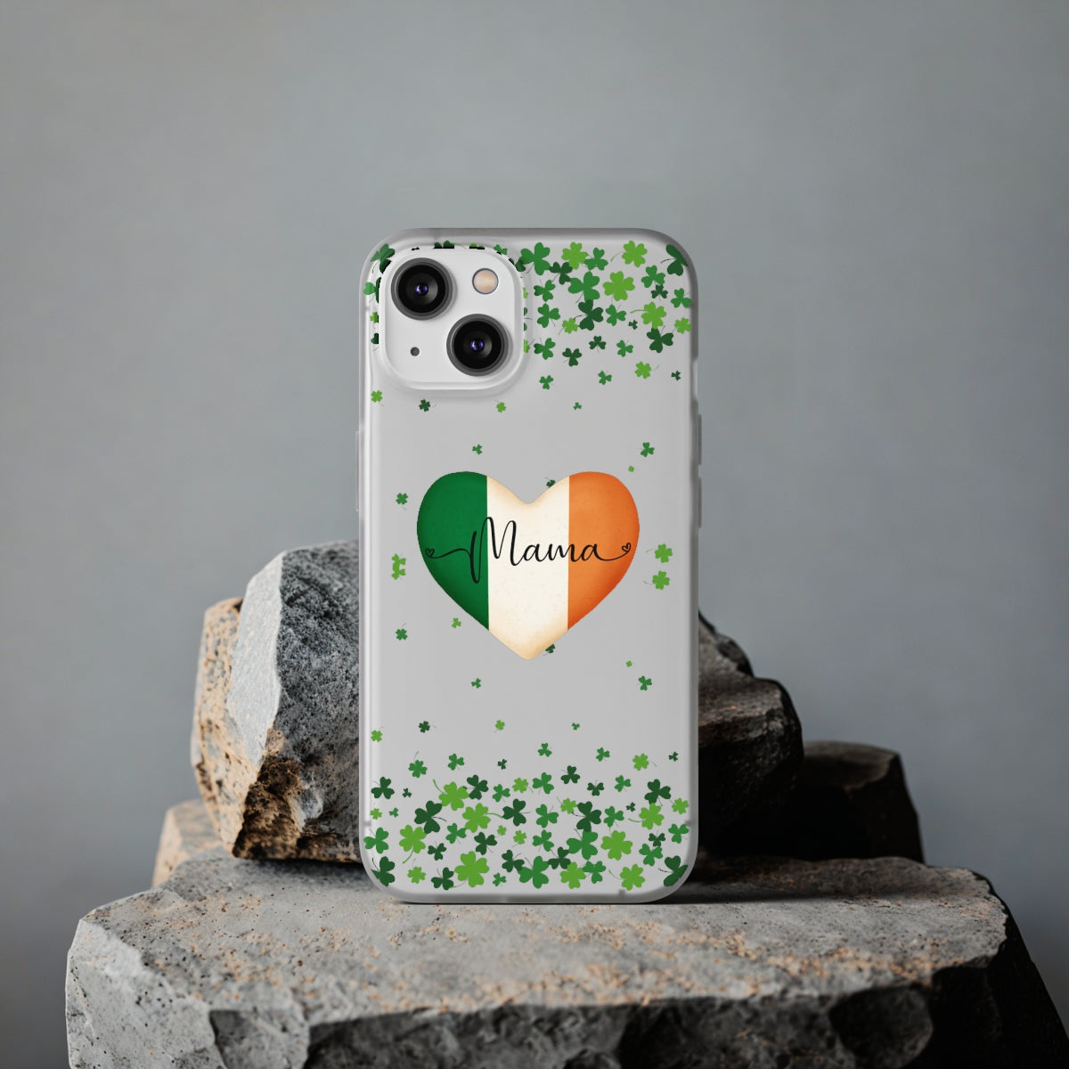 Shamrock Ireland Flag Heart Mama Phone Case- Samsung s10 - s23 Ultra, iPhone 7 - 14 Pro Max