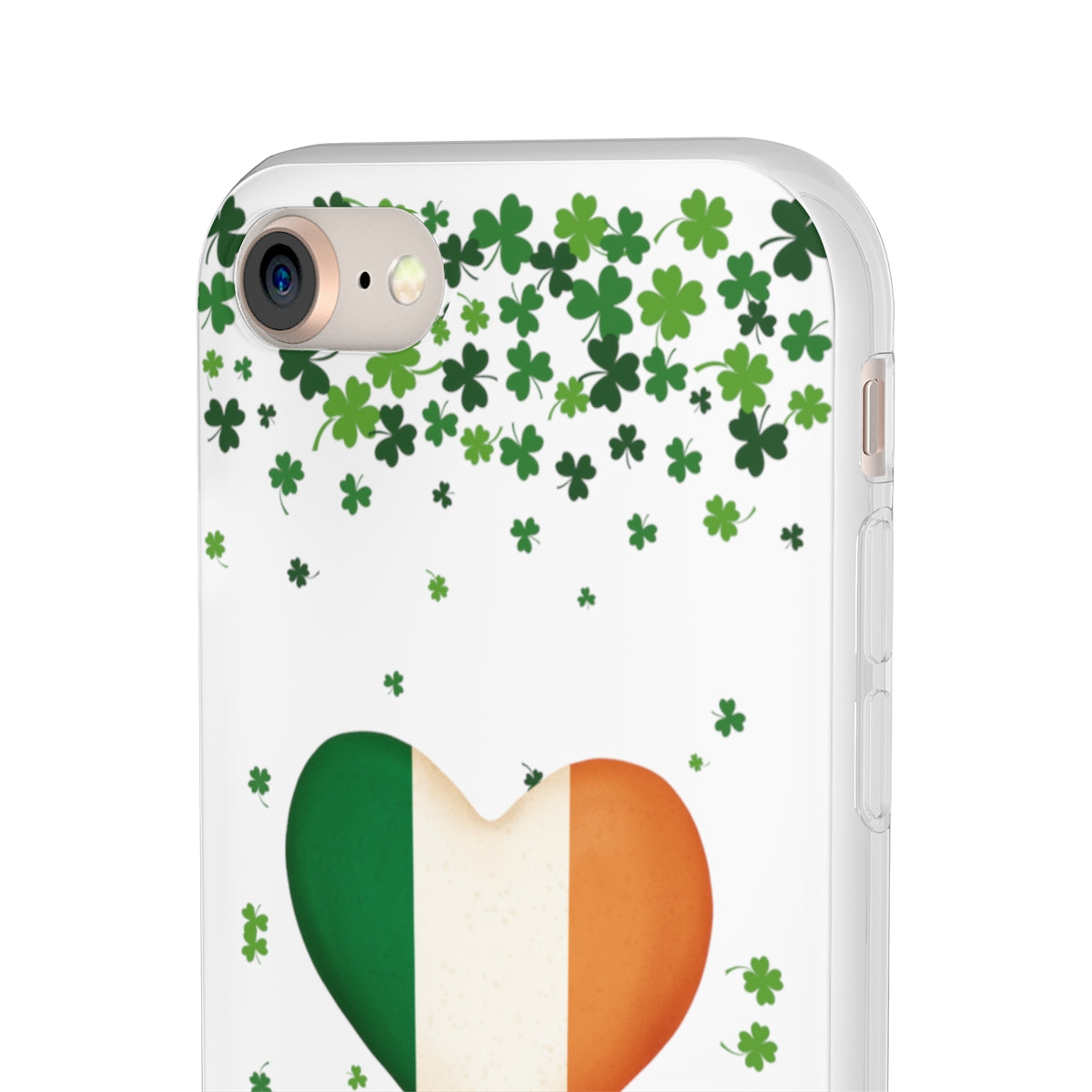 Shamrock Ireland Flag Heart Clear Phone Case - Samsung s10 - s23 Ultra, iPhone 7 - 14 Pro Max