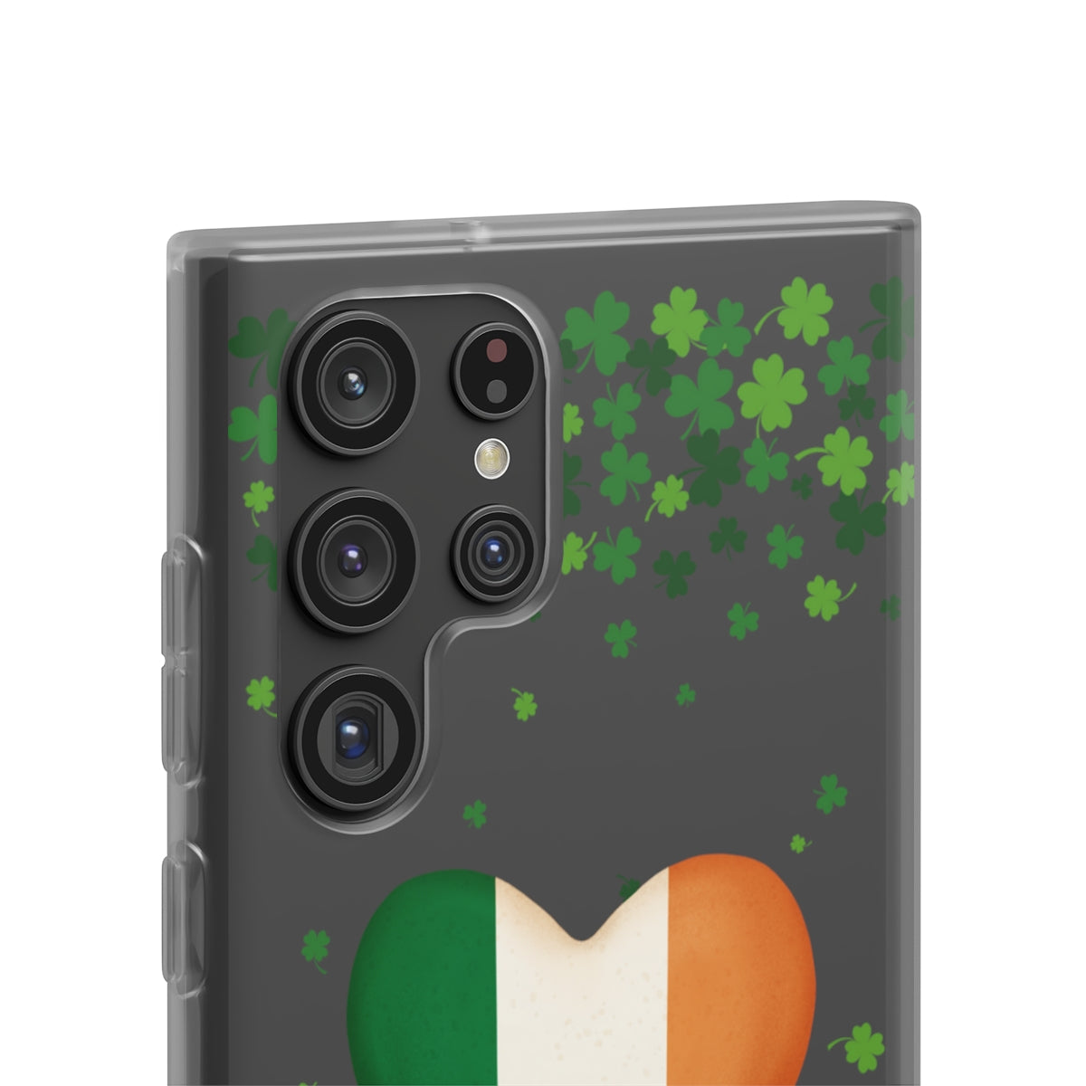 Shamrock Ireland Flag Heart Clear Phone Case - Samsung s10 - s23 Ultra, iPhone 7 - 14 Pro Max