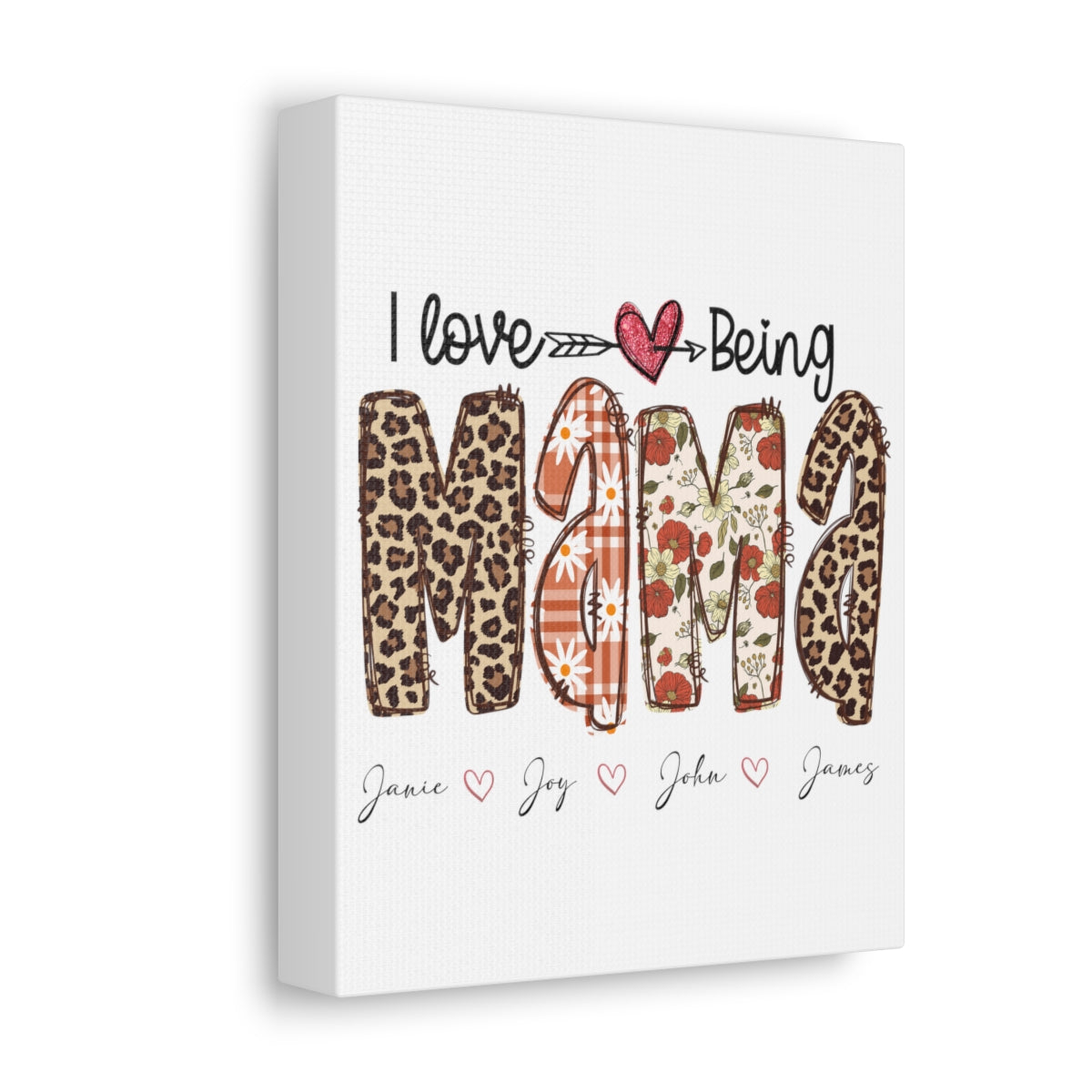 Personalized I Love Being Mama Stretched Satin Canvas